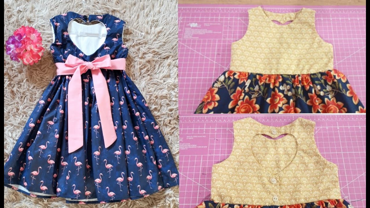 Como fazer Vestido infantil SOMENTE NA MÁQUINA DOMÉSTICA fácil e rapido para iniciantes na costura