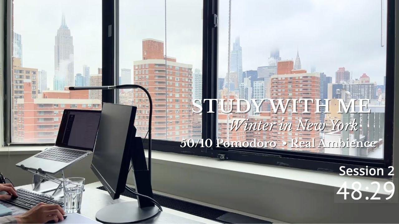 🩺3.5 Hour Study With Me LIVE in New York | 50/10 Pomodoro | Real Background Noise