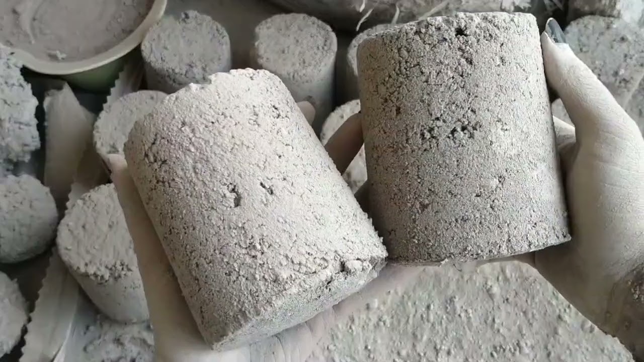 Sand cement dry floor crumbling with messy hands