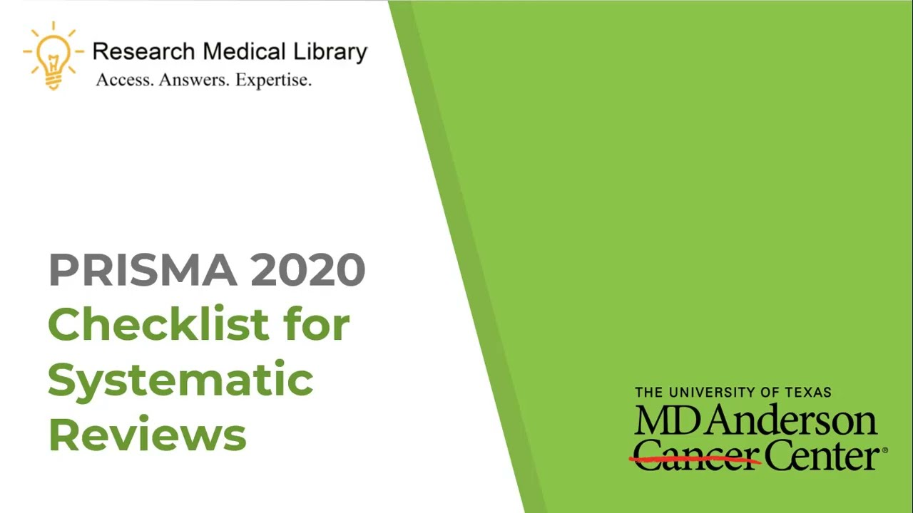 An Introduction to the PRISMA 2020 Checklist for Systematic Reviews