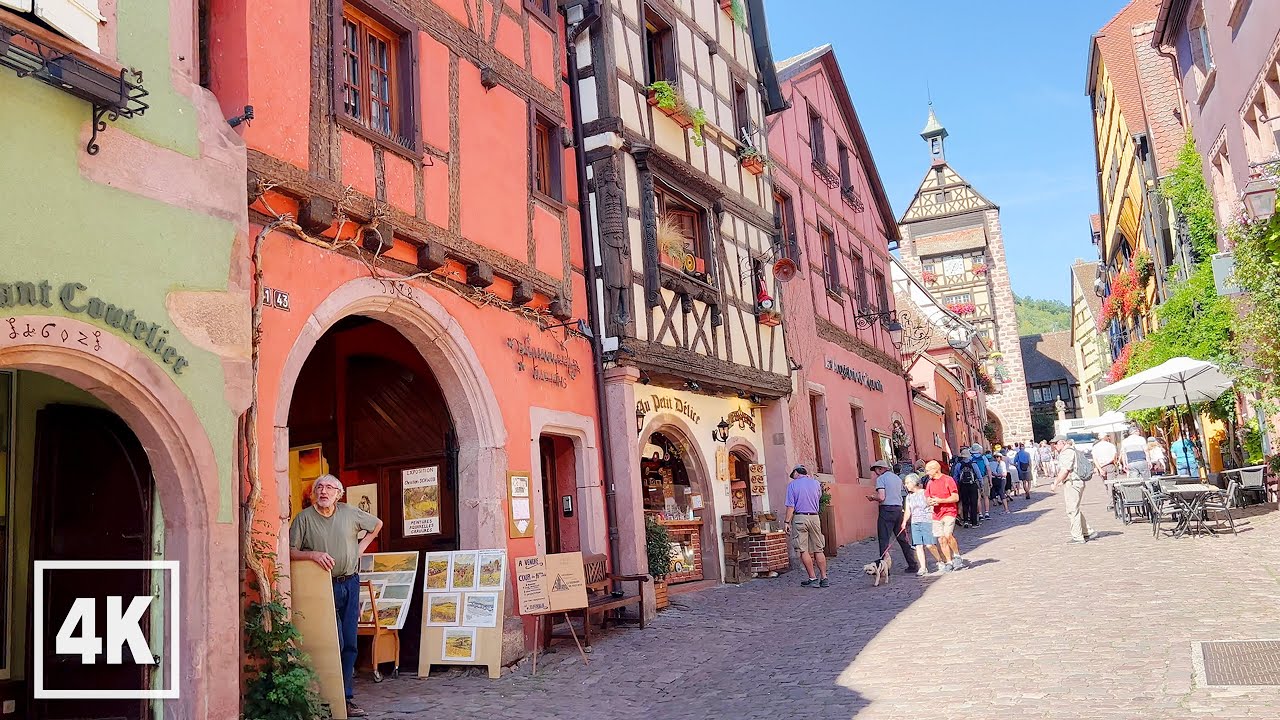 Riquewihr FRANCE Village Alsace Summer 2022 • 4K 60fps ASMR Real Time Virtual Walking Tour
