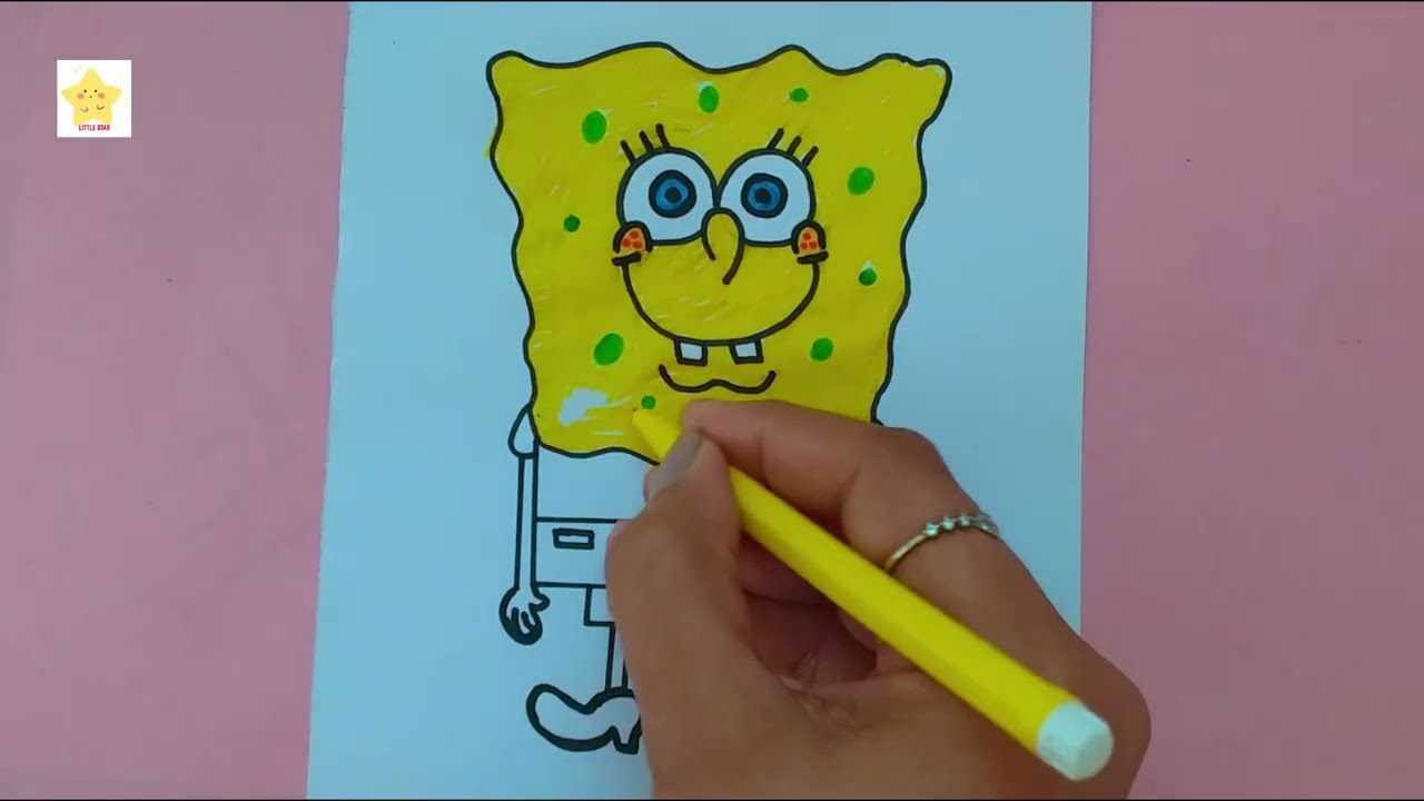Easy SpongeBob SquarePants Drawing for Kids 🧽💛 | Little Star 🌟