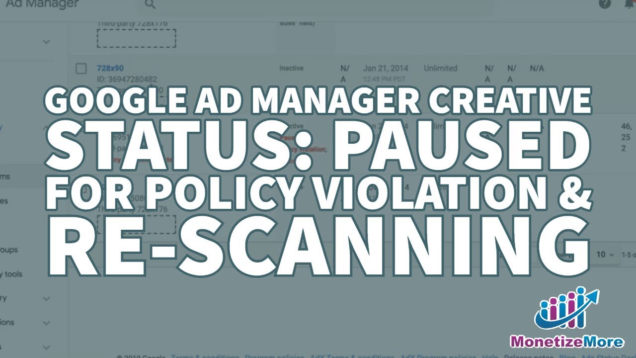 Google Ad Manager Creative Status - Paused For Policy Violation & Re scanning