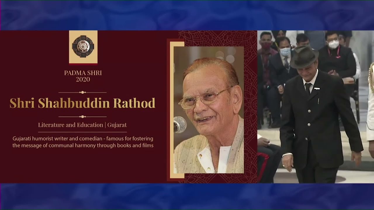 President Kovind presents Padma Shri to Shri Shahbuddin Rathod for Literature and Education