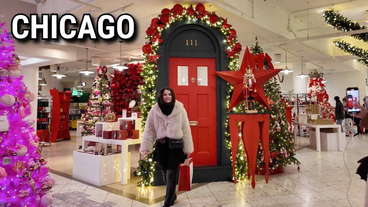 Chicago Inside Macy's Christmas Holiday Decoration | Walnut Room | 4K Walking Tour