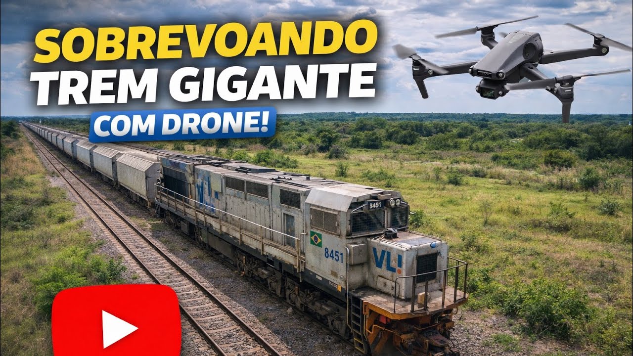 RESOLVI SEGUIR O TREM COM O DRONE MAIS ESTREM ERA TÃO GRANDE QUE COM O DRONE PEDIA DE VISTA 