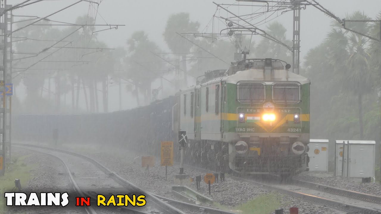TRAINS in EXTREMELY Heavy RAIN | Rajdhani + Krishna + Jan Shatabdi | Cancelled TRAIN Announcement IR