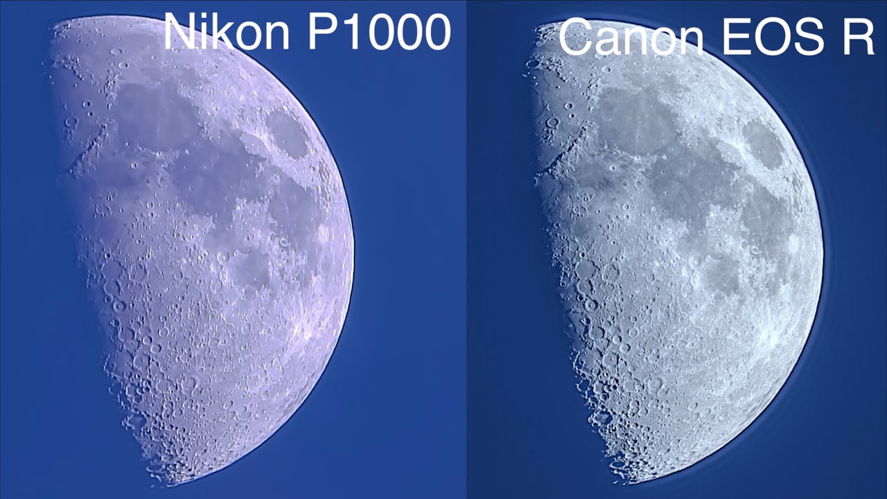 58% Moon - Nikon P1000 vs Canon EOS R Camera