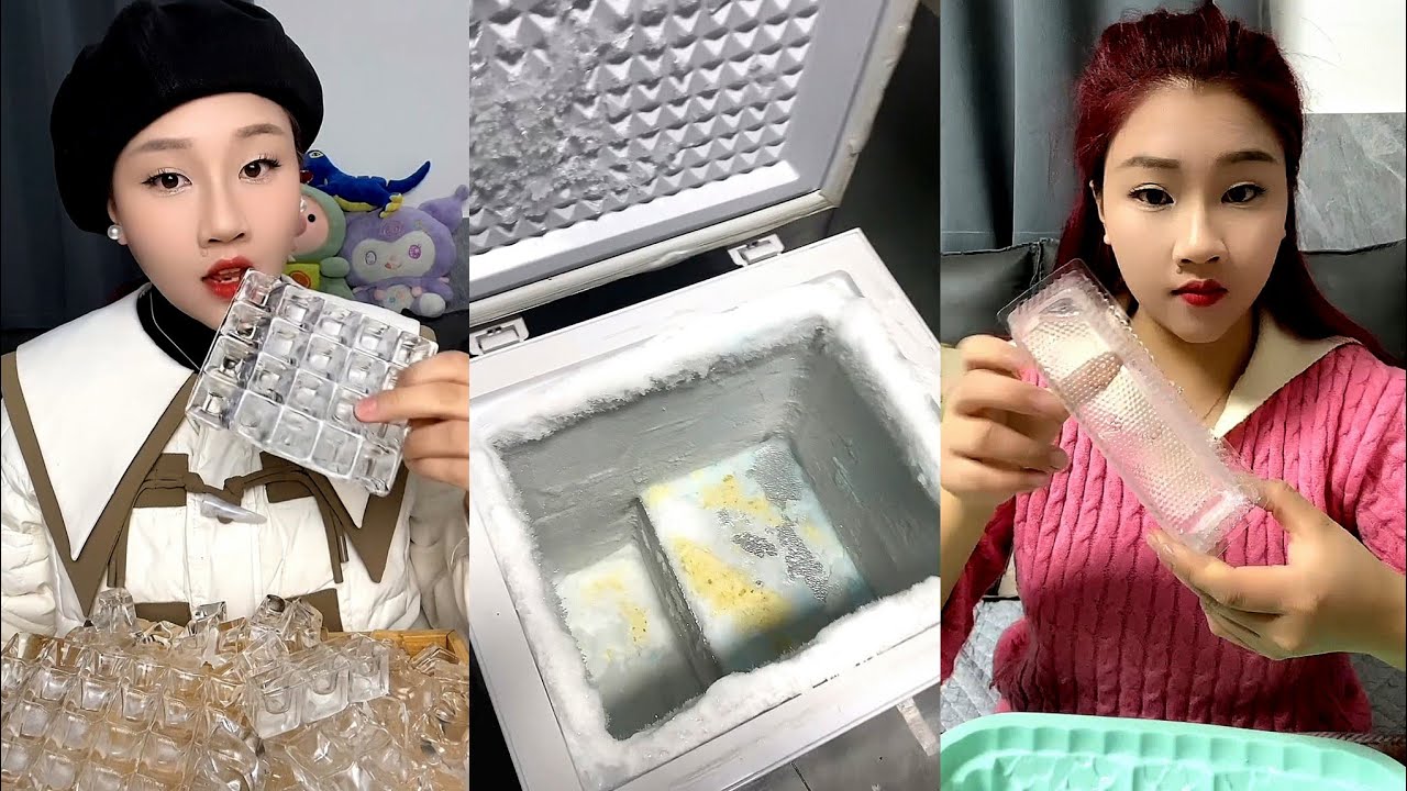 LZM / ASMR HARD ICE EATING / THIN ICE / ICE CUBES / FREEZER FROST