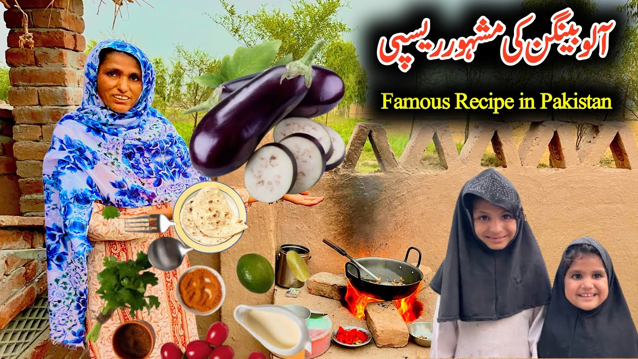 pakistani Aloo bagan famous recipe poor family food eating routine Village life style