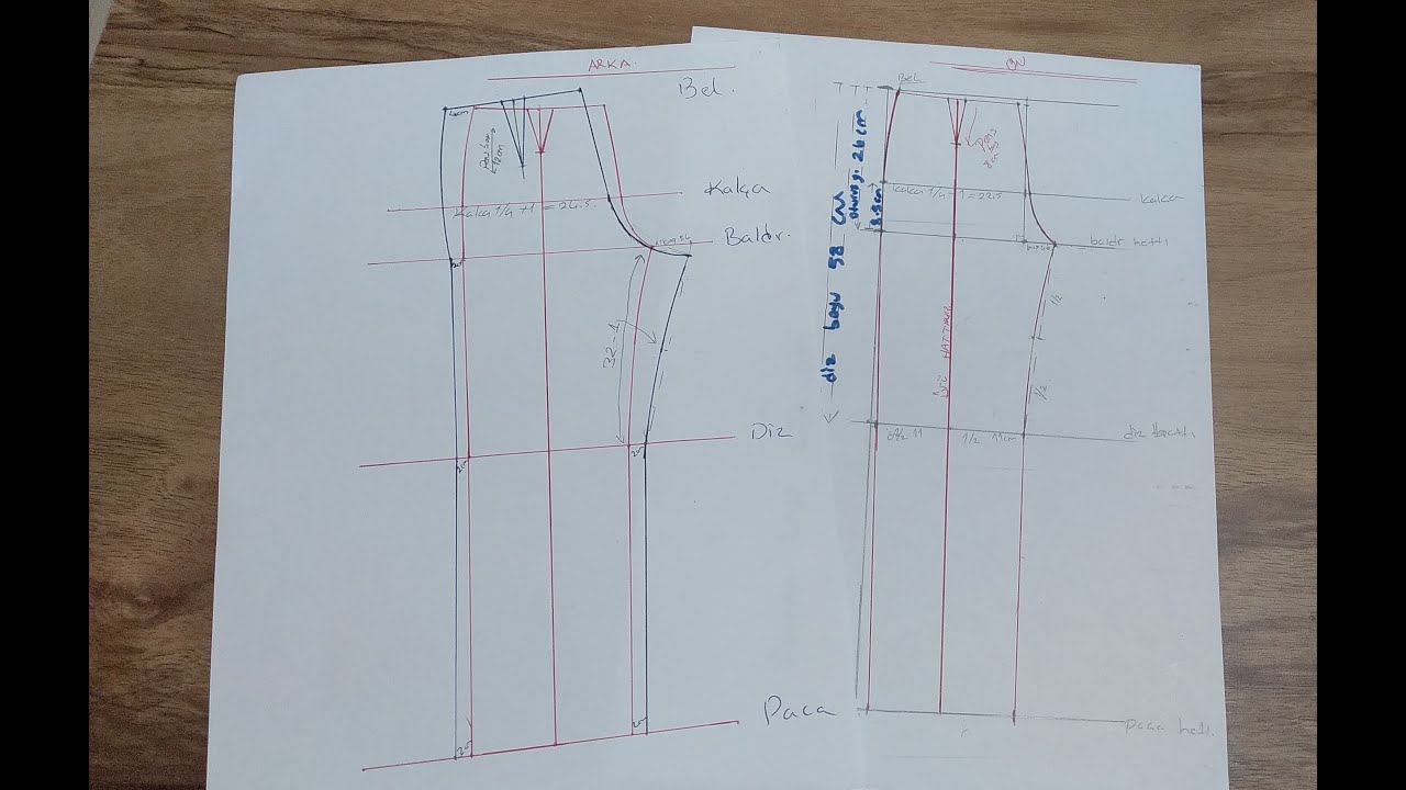 TEMEL PANTOLON KALIBI  NASIL &Ccedil;İZİLİR  &Ouml;N PANTOLON ARKA PANTOLON KALIBI \ T&Uuml;M FORM&Uuml;LLERİYLE