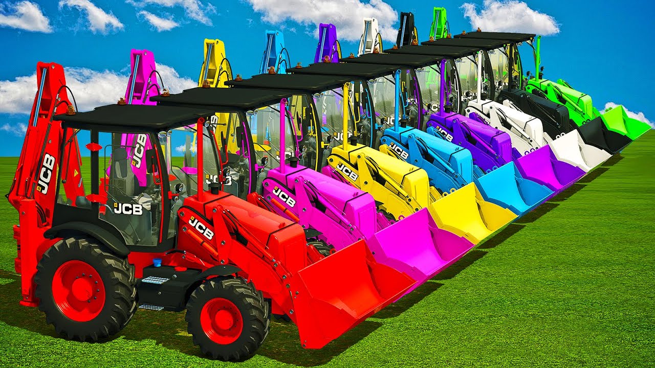 TRANSPORT WITH COLORS! MASSIVE WORK WITH JCB BACKHOE LOADERS! Farming Simulator 25