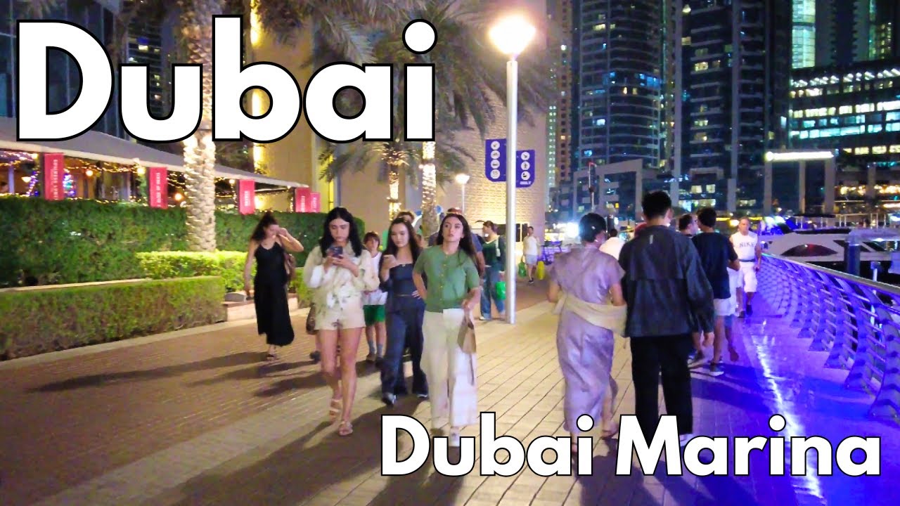 Amazing Dubai Marina Night Walk, Tourist Attraction Dubai UAE