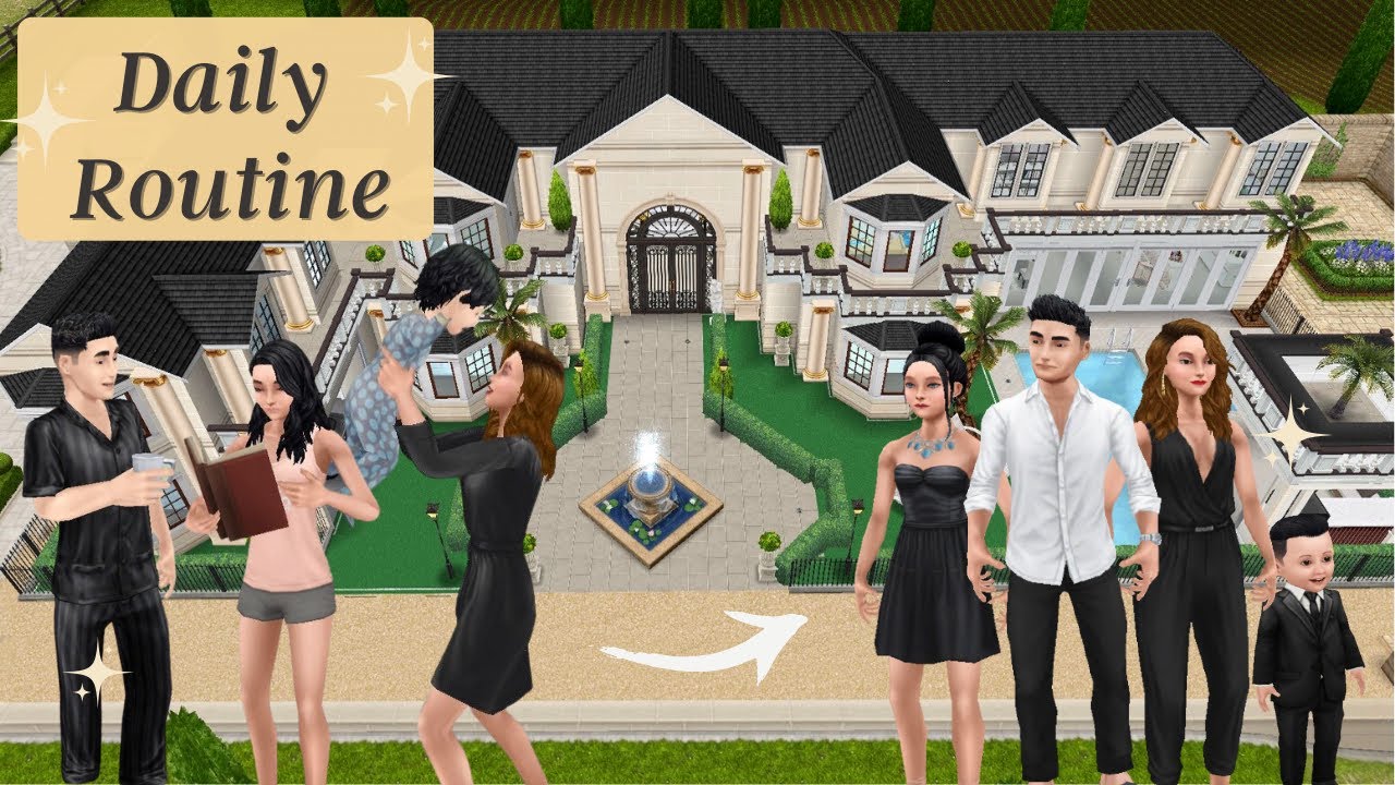 Sims Freeplay || Daily Routine at the Mansion 👨‍👩‍👧‍👦🖤
