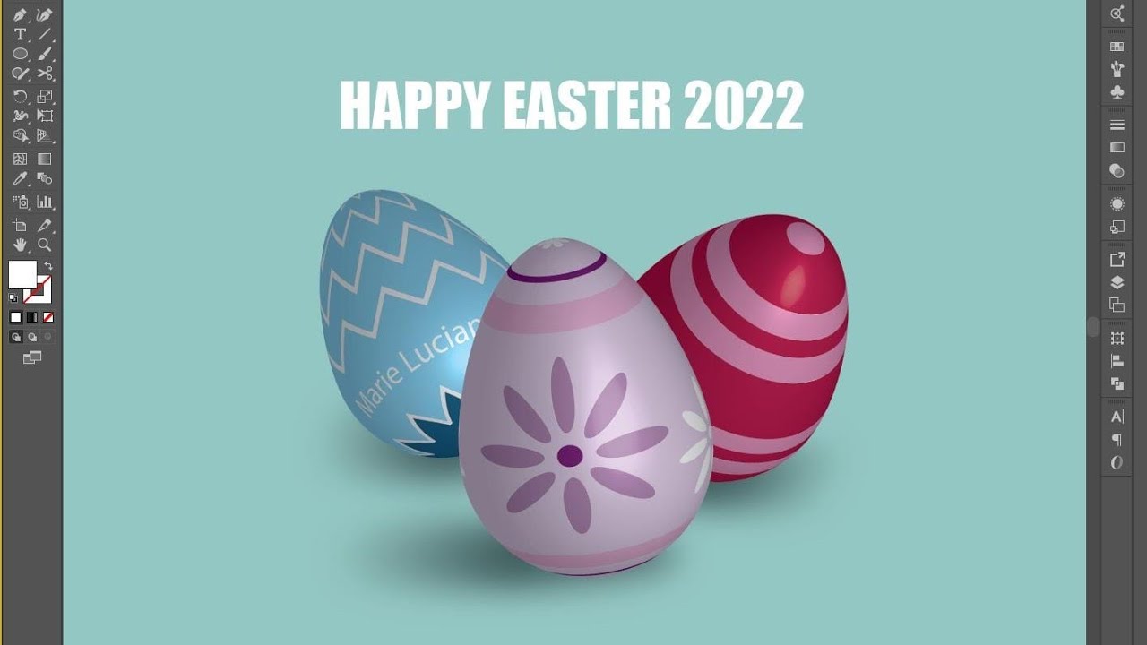 Adobe Illustrator Easter Eggs Tutorial - How to design 3D egg with colorful pattern applied map art