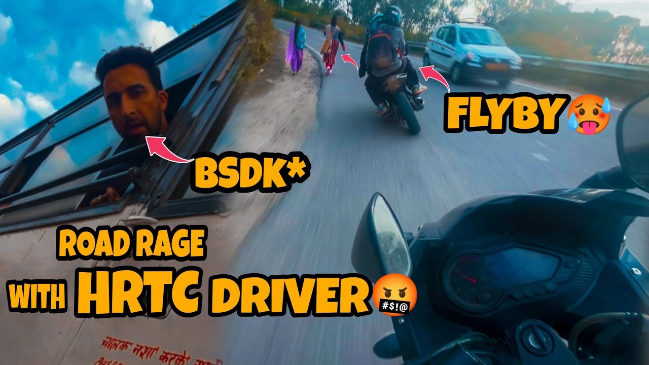 ROAD RAGE 😤WITH HRTC BUS DRIVER🤬 ! Ghar jate Kya Ho Gaya 😖! #pulsar220 @BITTU_6008