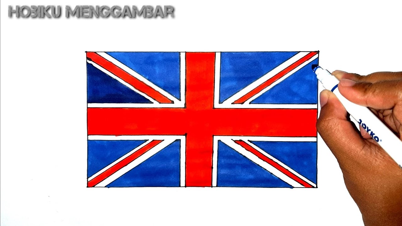 Cara menggambar Bendera Inggris Raya - Hobiku Menggambar