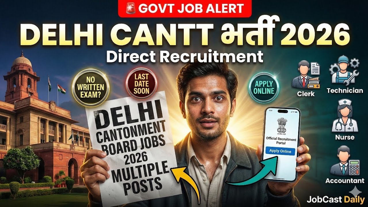 Delhi Cantonment Board Jobs 2026 | Latest Govt Vacancy | No Written Exam | Apply Online