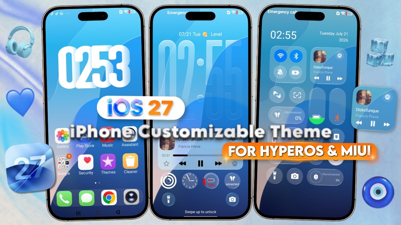 Полностью настраиваемая тема iOS 27 для Android | MIUI или HyperOS (Xiaomi или Redmi)