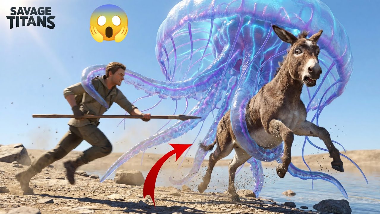 Heroic Rescue Team Saves Innocent Donkey from GIANT Jellyfish Attack 🐾🌊