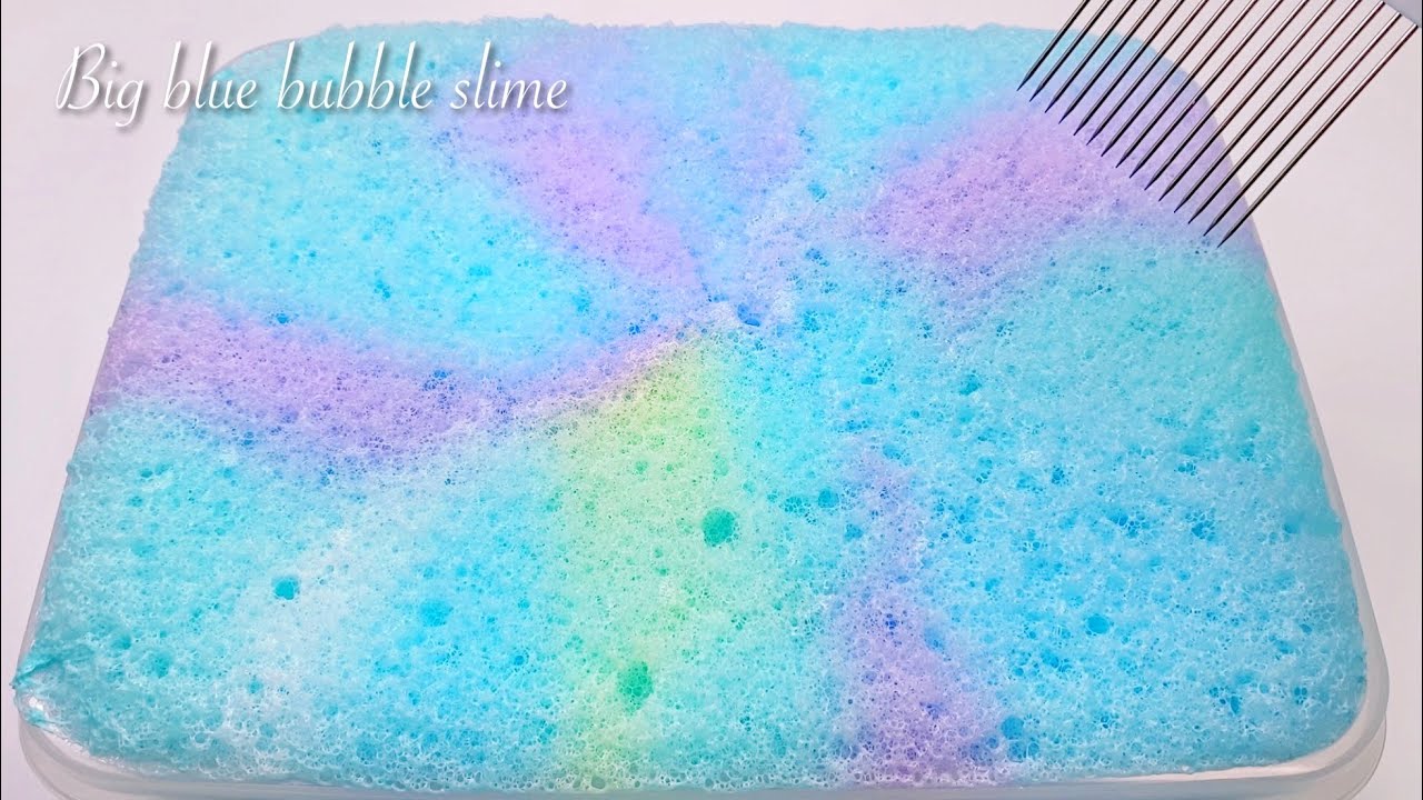 【ASMR】🍭BIGブルーわたあめしゅわしゅわスライム🛁【音フェチ】Big blue bubble slime 큰 파란색 거품 슬라임