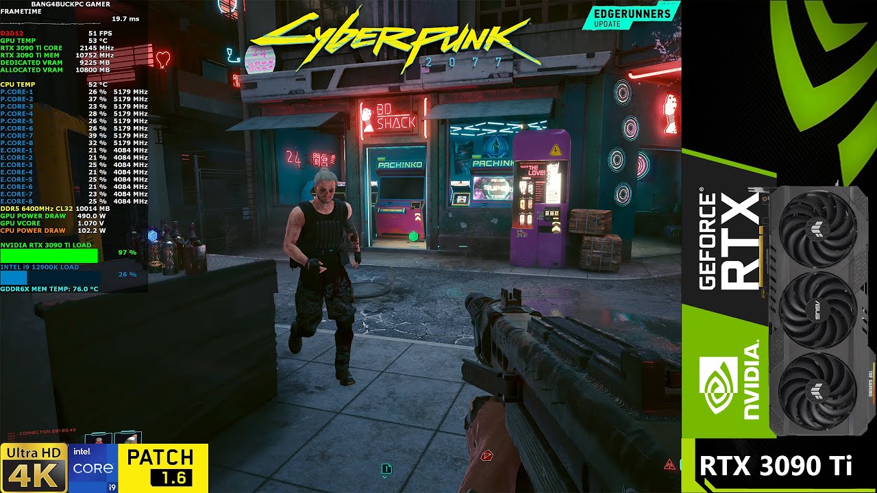 Cyberpunk 2077 Patch 1.6 Edgerunners Update 4K DLSS | RTX 3090 Ti | i9 12900K 5.2GHz