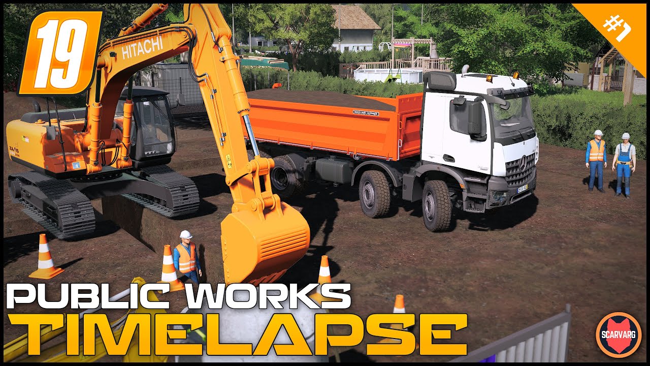 🚧 Kopanie dołu pod rurociąg - Roboty publiczne ⭐ FS19 Le Village TP
