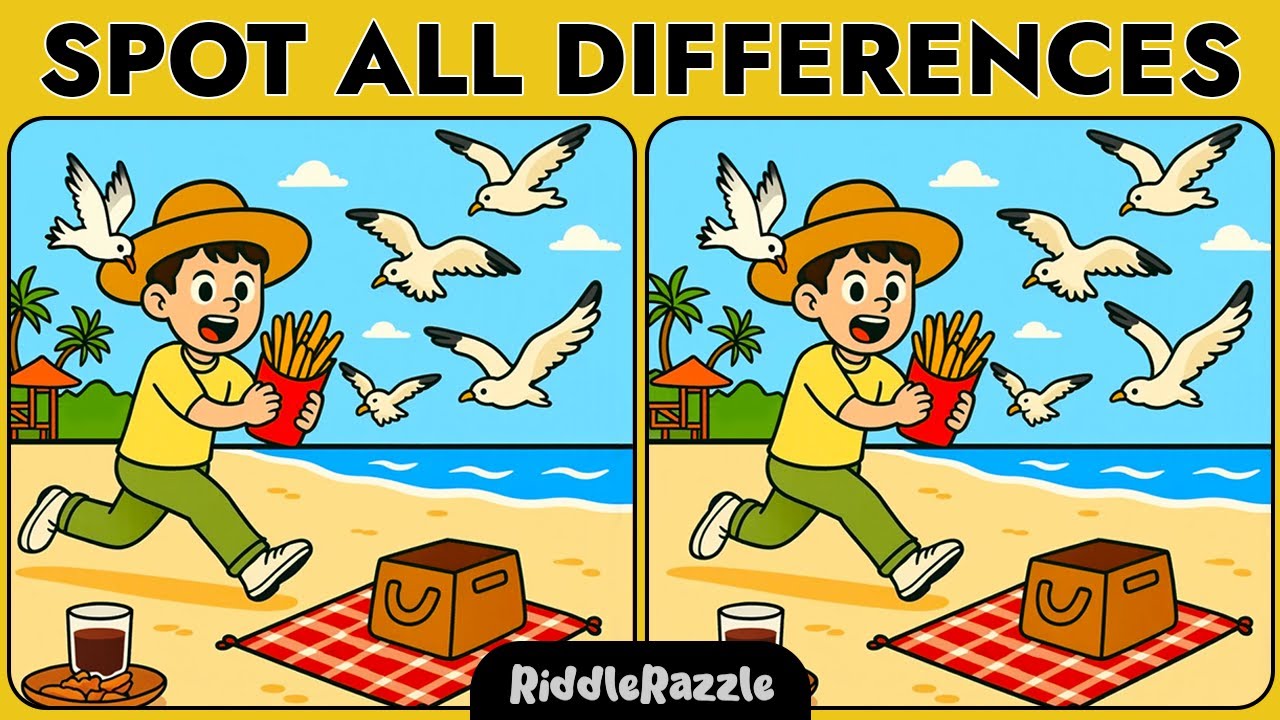 Spot 3 Differences! Fun Brain Game.