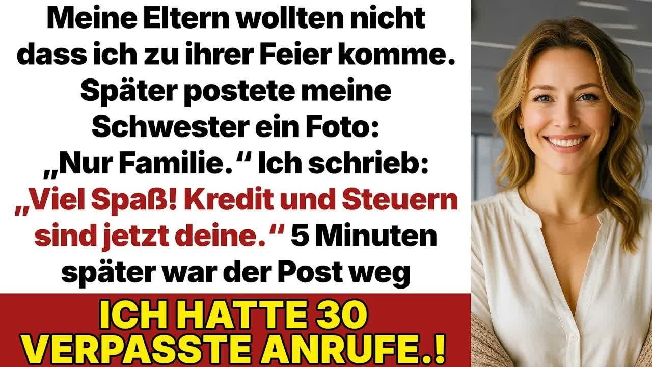 Meine Eltern luden mich nicht zur Feier ein, und Stunden später postete meine Schwester ein Fo
