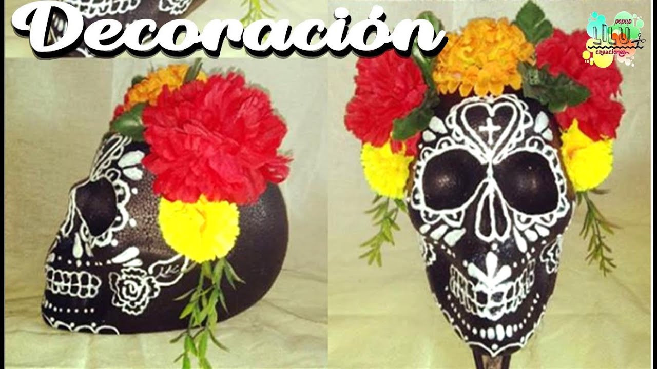 Calavera decorada | Cráneo de unicel decorado
