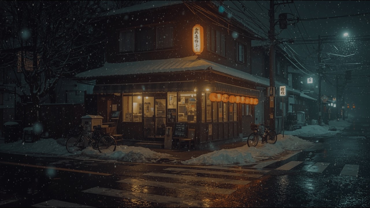Snowy Night Café in Japan ☕❄️ | Cozy Lofi for Relax, Study & Sleep
