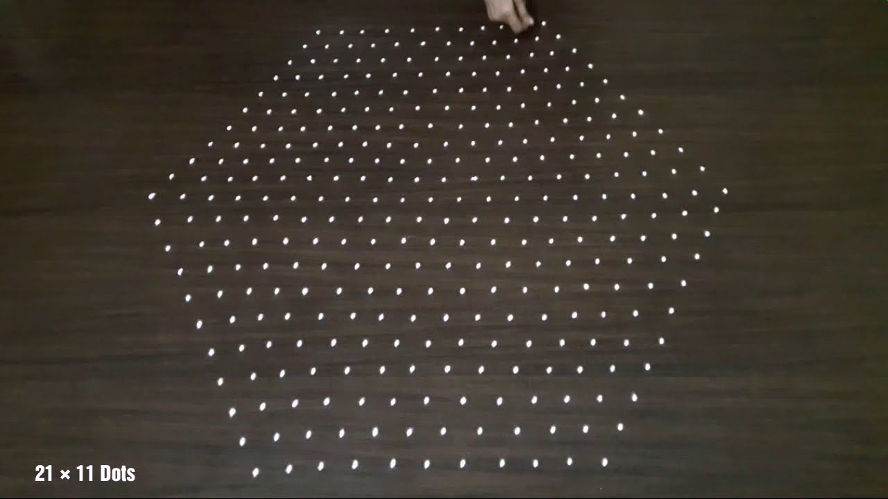 21 × 11 Dots  Rangoli | Sankranthi Muggulu Design | Margazhi Kolam | New Year 2021 Rangoli | How To