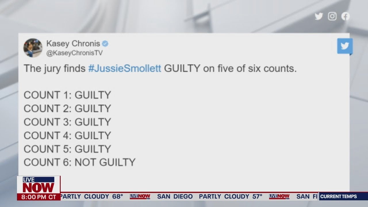 Jussie Smollett trial: Guilty on five of six counts