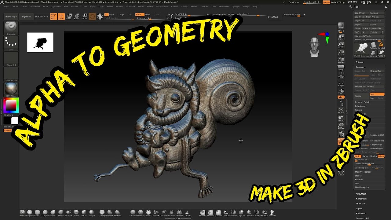 Alpha to Geometry, Make 3D in ZBrush