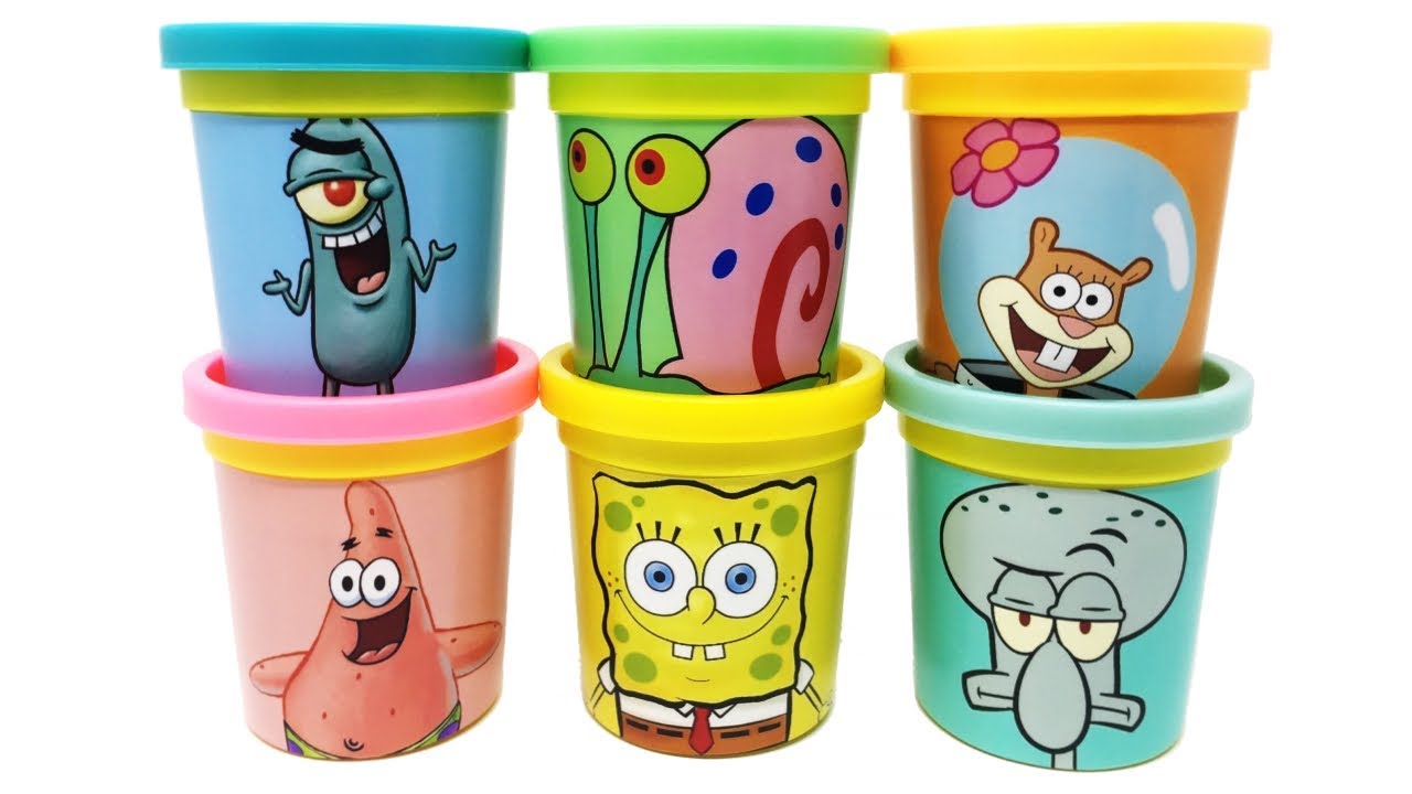 Губка Боб Квадратные Штаны Изучаем цвета, видео Пластилин  SpongeBob Play-Doh Toys