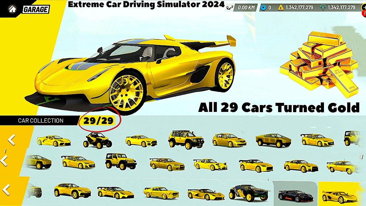All 29 Cars Turned into Gold In Extreme Car Driving Simulator In Just 5 Minutes!!!🤯😲