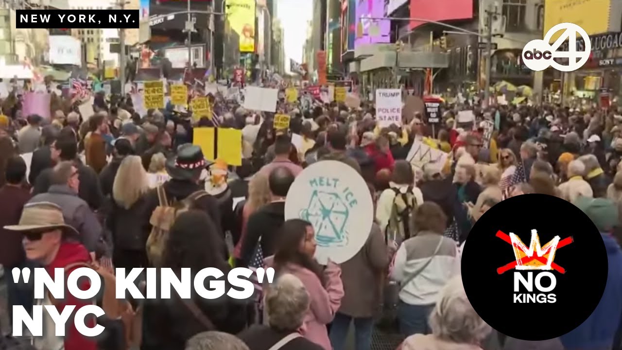 LIVE LOOK: Protestors flood Times Square for 'No Kings' rally in New York City
