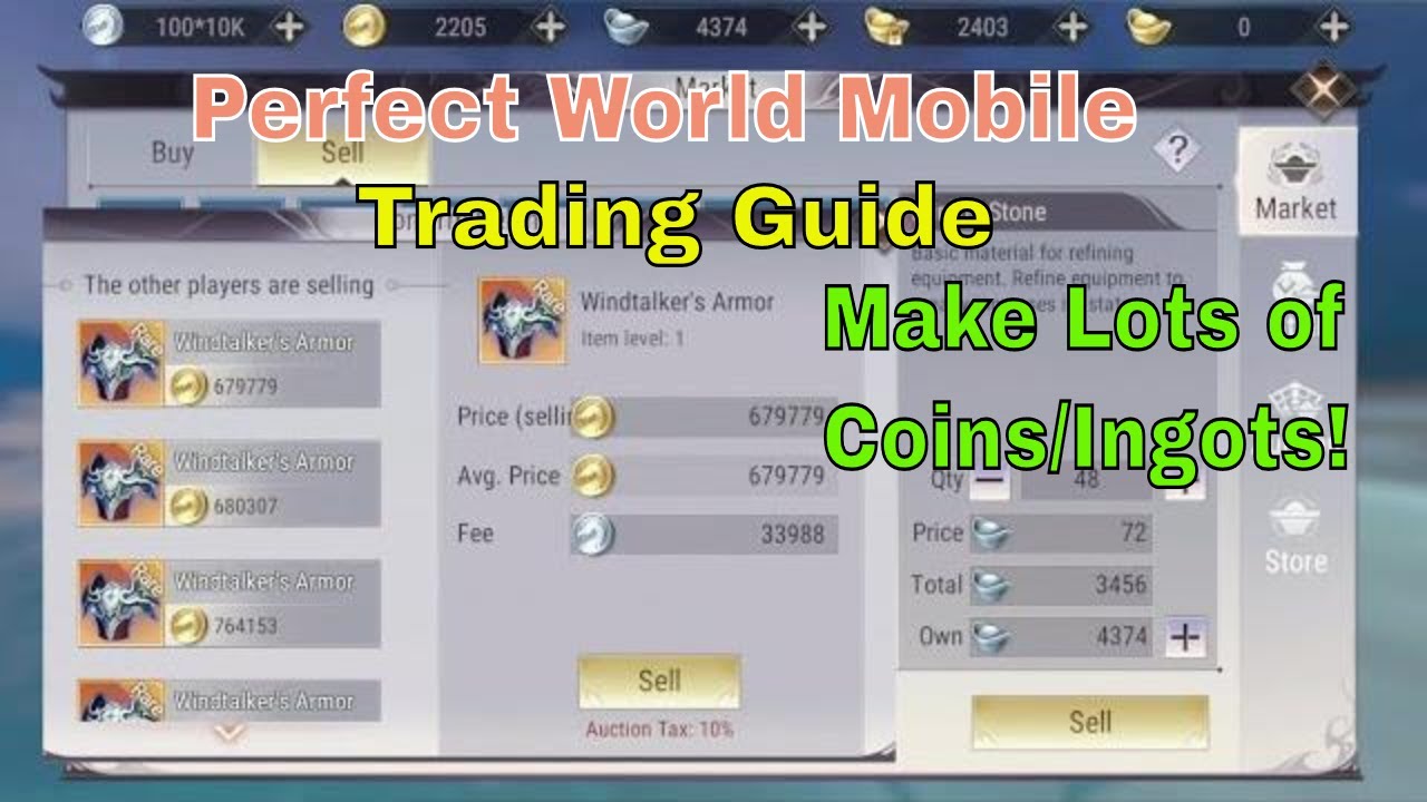Perfect World Mobile guide: Trading & Making Lots of Coins/Ingots!