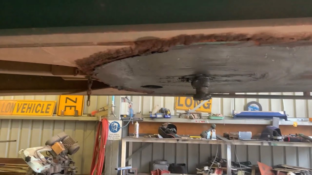 replacing skid plate and king pin[ 5th wheel ] on semi trailer part 1