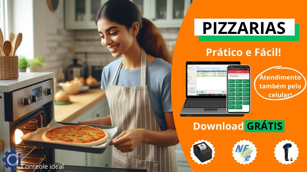 Sistema para pizzaria: impressora, nota, controle de estoque, aplicativo para garçon e muito mais
