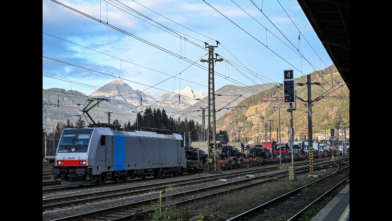 Bahnverkehr im Bahnhof Selzthal am 19.11.24 - "ÖBB, CD Cargo, Lokomotion,  Tauernbahnumleiter"