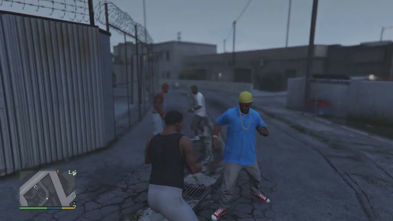 GTA V - Franklin and Lamar beats Street Thugs (Character Switch Scene)