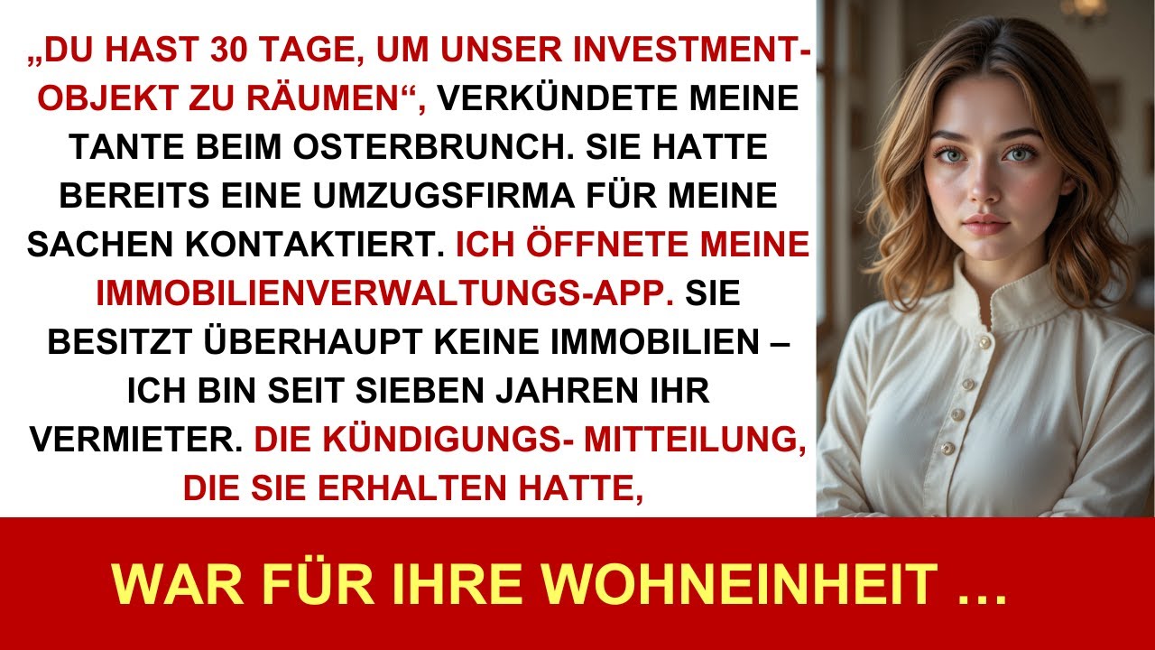 Osterbrunch: Tante sagt „Wir kündigen dir“ – sie weiß nicht, dass ich ihr Vermieter bin.