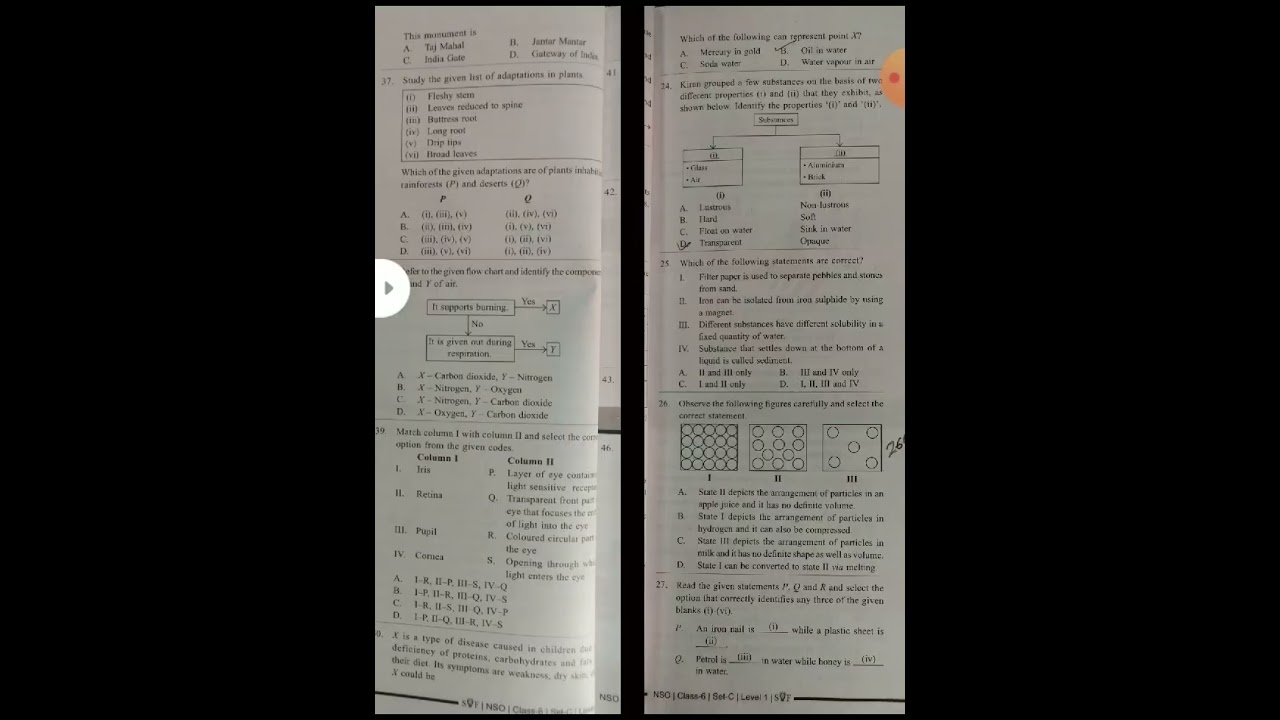NSO Class 6 Question Paper (5-12-2023) | Science Olympiad Question Paper Class 6 | NSO Class 6  #sof