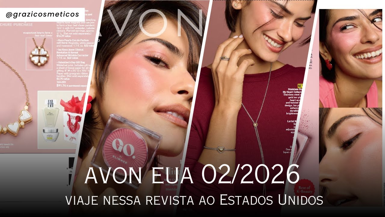 Viaje Agora para os Estados Unidos com a Grazi vendo a Revista Catalogo Avon Americana campanha 2/26