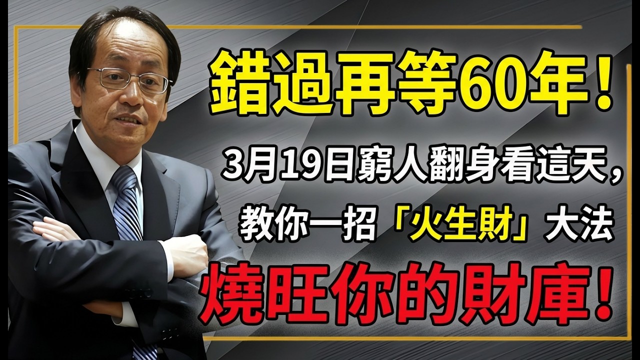 倪海廈：3月19日丁卯「爐中火」最旺！窮人翻身看這天，教你一招「火生財」大法，燒旺你的財庫！錯過再等60年！#倪海廈 #爐中火 #招財秘法 #丁卯日 #易經 #風水 #算命 #五行理論