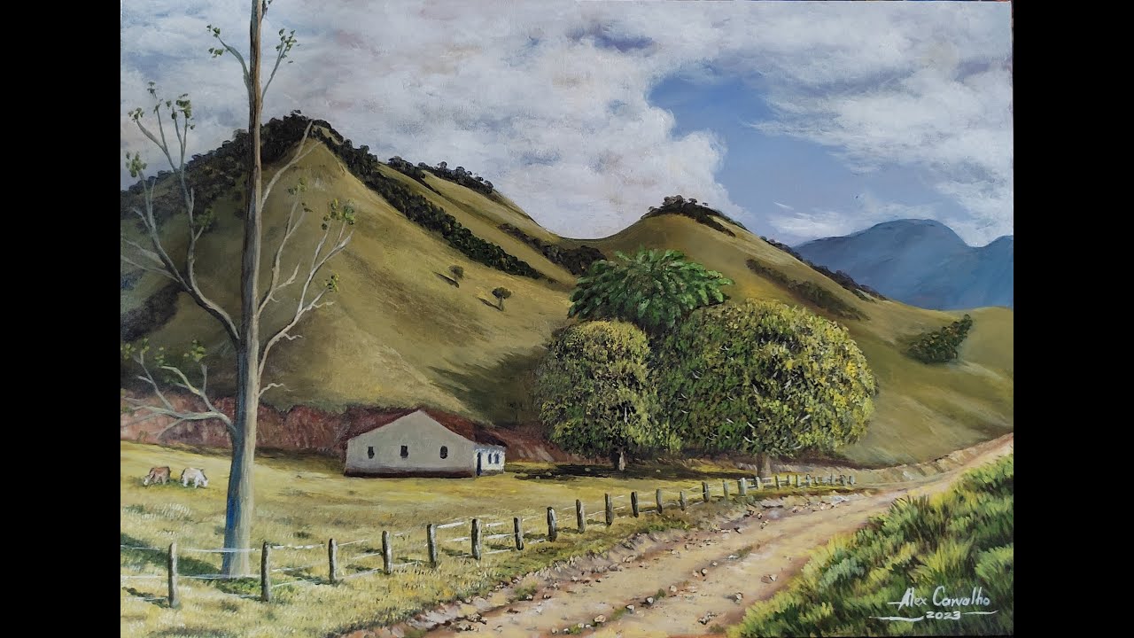 Pintando uma casinha de campo ao pé da serra