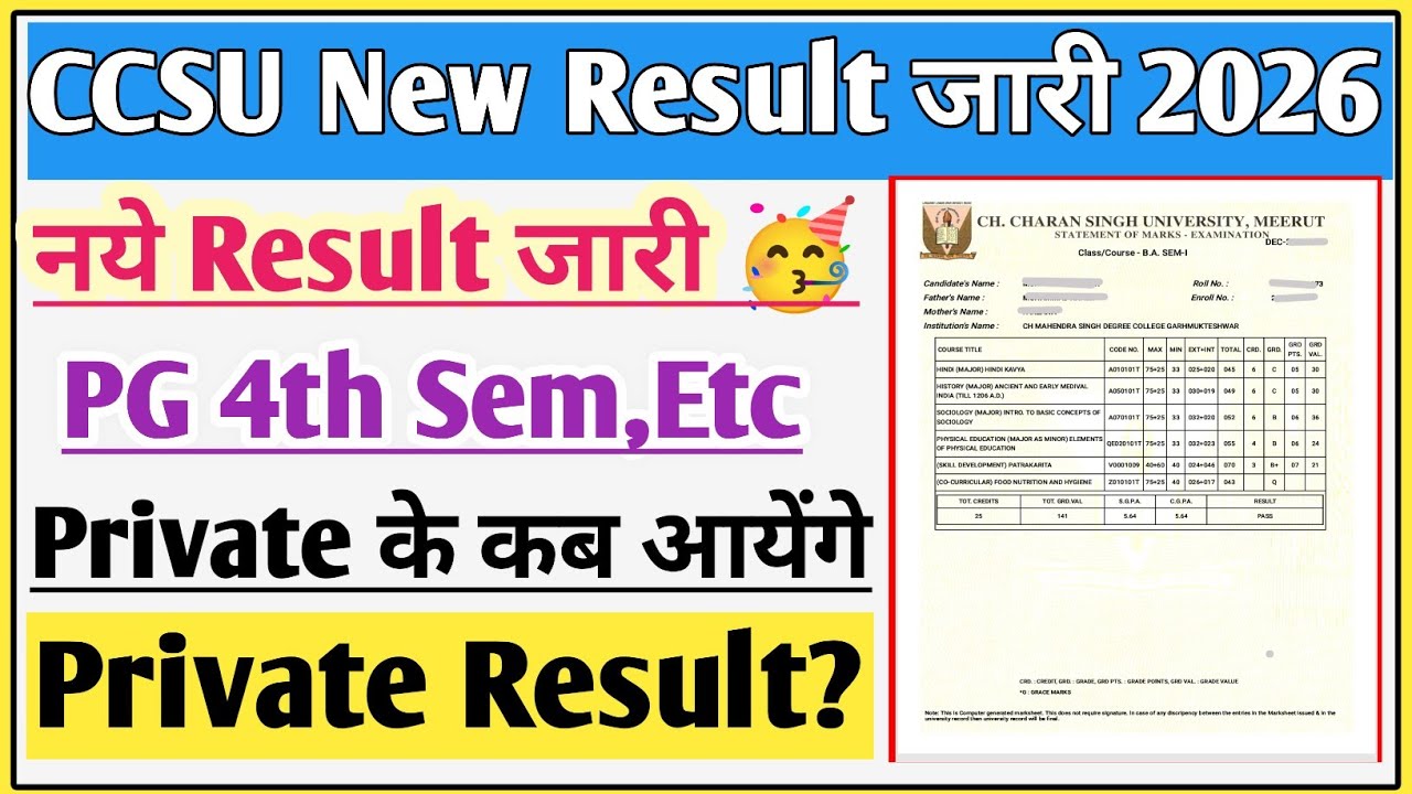 CCSU result news update today | CCSU private result 2026 | CCSU update today | CCSU result update