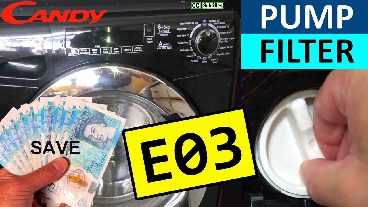 How to remove and clean filter on Candy Washing Machine prevent Candy E03 Error Code