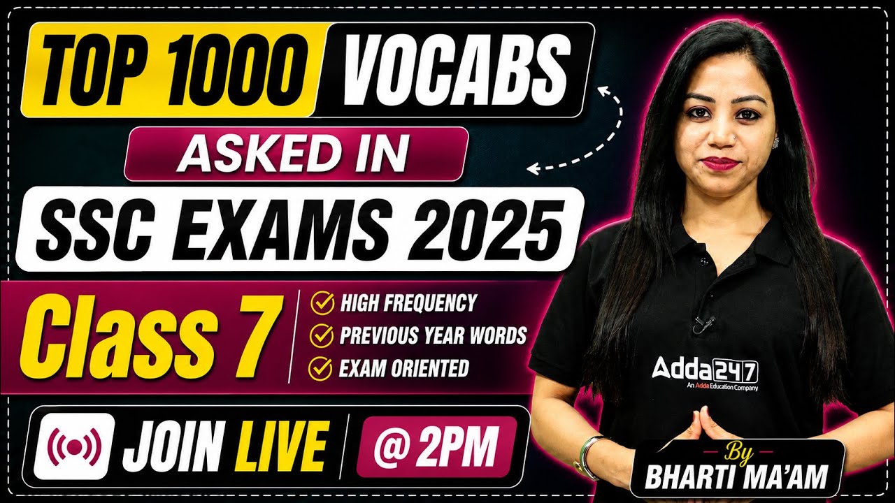 SSC CGL English Classes 2026 | Vocab Top 1000 PYQs #7  | English for SSC CGL, CHSL, CPO | Bharti Mam